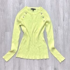 INC Women's Vibrant Neon Ribbed Long Sleeve Top L
